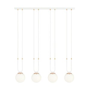 Emibig Aarhus 4 lampe blanche avec verre opale blanc E14 grande lampe suspendue 92 cm de large