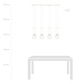 Aarhus 4 lampes blanc avec verre opale blanc E14 grande suspension 92 cm de largeur