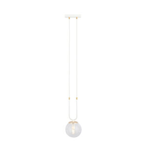 Lampe à suspension Aarhus blanche avec verre transparent E14 diamètre 15 cm