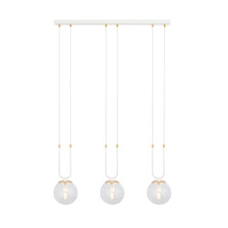 Suspension Aarhus blanche à 3 lampes avec verre ambré E14 largeur 70 cm