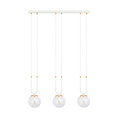 Suspension Aarhus blanche à 3 lampes avec verre ambré E14 largeur 70 cm