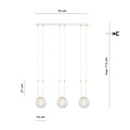 Aarhus white 3 lamp pendant lamp with amber glass E14 70 cm width