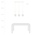 Aarhus white 3 lamp pendant lamp with amber glass E14 70 cm width