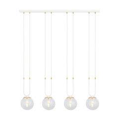 Suspension Aarhus 92cm de large avec 4 lampes E14 verre transparent