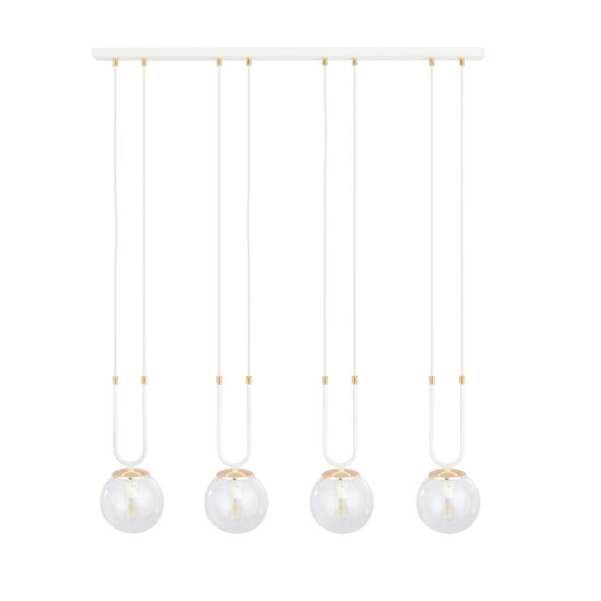 Suspension Aarhus 92cm de large avec 4 lampes E14 verre transparent