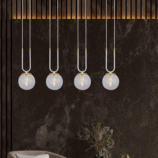 Aarhus 92cm brede pendellamp met 4 lampen E14 transparant glas