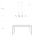 Aarhus 92cm brede pendellamp met 4 lampen E14 transparant glas