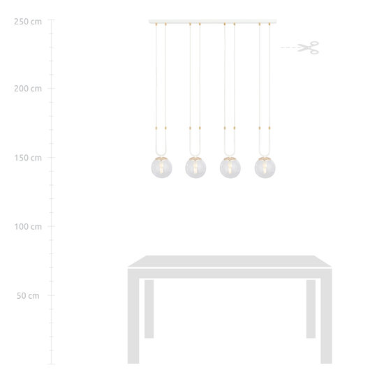 Aarhus 92cm brede pendellamp met 4 lampen E14 transparant glas