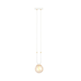 Aarhus witte hanglamp met amberkleurig glas E14 15 cm diameter