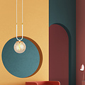 Aarhus witte hanglamp met amberkleurig glas E14 15 cm diameter