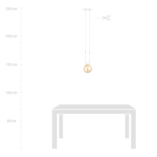Aarhus witte hanglamp met amberkleurig glas E14 15 cm diameter