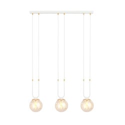 Emibig Aarhus lámpara colgante blanca 3 lámparas con vidrio ámbar E14 70 cm de ancho