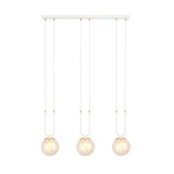 Emibig Aarhus lampe suspendue blanche 3 lampes avec verre ambre E14 70 cm de large