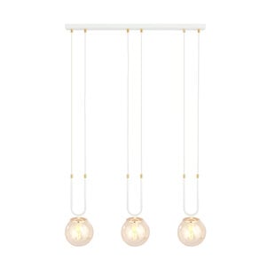 Emibig Aarhus white 3 lamp hanging lamp with amber glass E14 70 cm width
