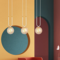 Aarhus white 3 lamp hanging lamp with amber glass E14 70 cm width