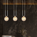 Aarhus white 3 lamp hanging lamp with amber glass E14 70 cm width