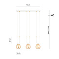 Aarhus white 3 lamp hanging lamp with amber glass E14 70 cm width