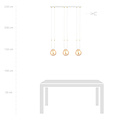 Aarhus white 3 lamp hanging lamp with amber glass E14 70 cm width
