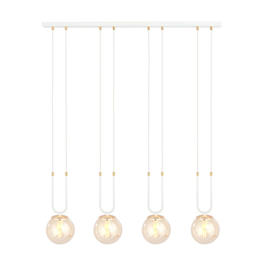 Aarhus 92cm brede hanglamp met 4 lampen E14 amberkleurig glas