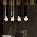 Aarhus 92cm brede hanglamp met 4 lampen E14 amberkleurig glas