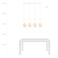 Aarhus 92cm brede hanglamp met 4 lampen E14 amberkleurig glas