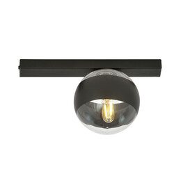 Aalborg zwarte plafondlamp met transparant gestreepte bol E14