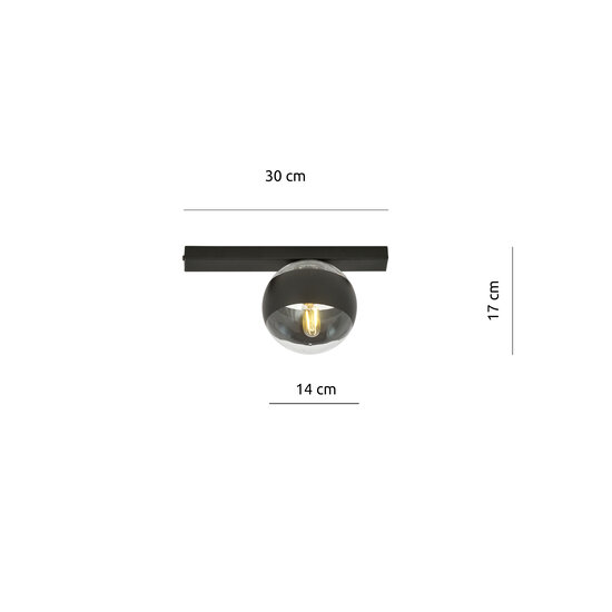 Aalborg black ceiling lamp with transparent striped bulb E14