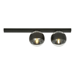 Aalborg medium black ceiling lamp with 2 striped bulbs E14