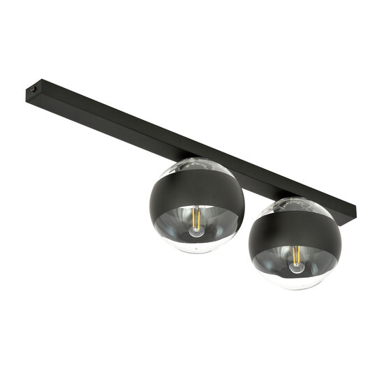 Aalborg medium zwarte plafondlamp met 2 gestreepte bollen E14