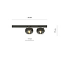 Aalborg medium black ceiling lamp with 2 striped bulbs E14