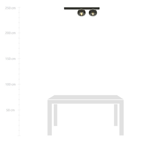 Plafón Aalborg mediano negro 2 bombillas rayadas E14