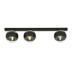 Emibig Aalborg long black ceiling lamp with 3 transparent striped bulbs E14