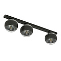 Aalborg long black ceiling lamp with 3 transparent striped bulbs E14