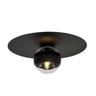 Emibig Plafonnier noir Esbjerg avec ampoule en verre rayé E14