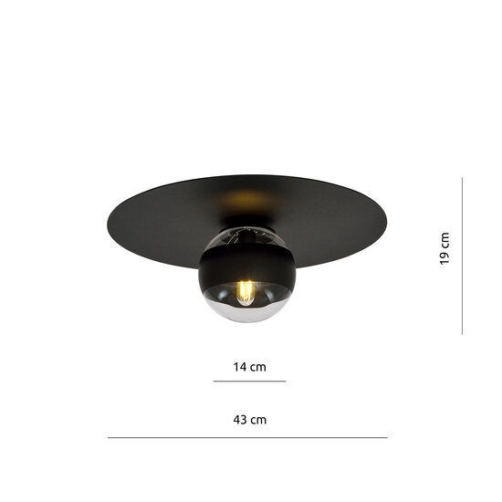Esbjerg handsome black ceiling lamp with striped glass bulb E14