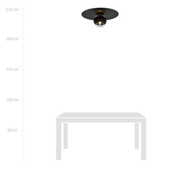 Esbjerg knappe zwarte plafondlamp zwart met gestreept glas bol E14