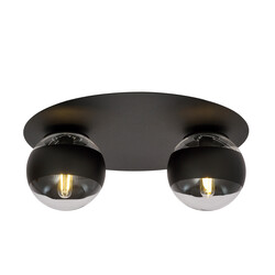 Emibig Esbjerg jolie lampe de plafond noire double avec 2 ampoules rayées E14