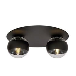 Emibig Esbjerg nice black double ceiling lamp with 2 striped bulbs E14