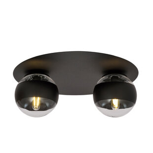 Esbjerg joli plafonnier double noir avec 2 ampoules rayées E14