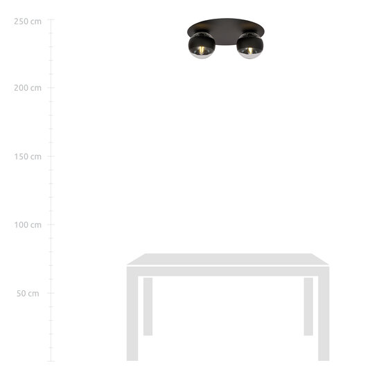 Esbjerg schöne schwarze Doppel-Deckenleuchte mit 2 gestreiften Glühbirnen E14