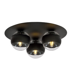 Esbjerg bonito plafón triple negro con 3 bombillas rayadas E14
