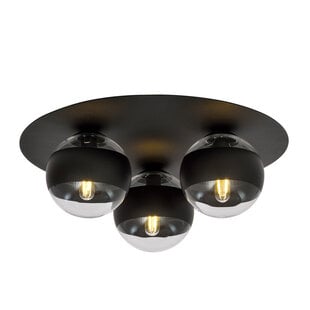 Emibig Esbjerg jolie lampe de plafond triple noire avec 3 ampoules rayées E14