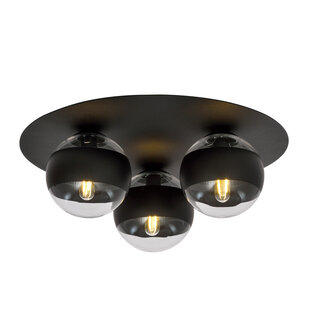 Esbjerg joli plafonnier triple noir avec 3 ampoules rayées E14