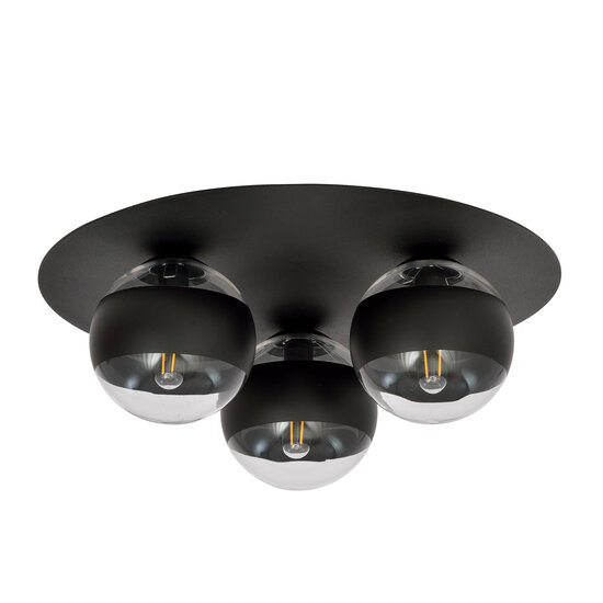 Emibig Emibig Esbjerg nice black triple ceiling lamp with 3 striped bulbs E14 - Ideal for creating a cozy atmosphere in any room