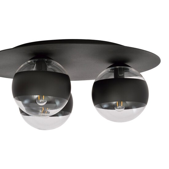 Esbjerg leuke zwarte triple plafondlamp met 3 gestreepte bollen E14