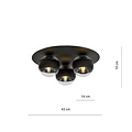 Emibig Emibig Esbjerg leuke zwarte triple plafondlamp met 3 gestreepte bollen E14 - Perfect voor sfeervolle verlichting in elke ruimte