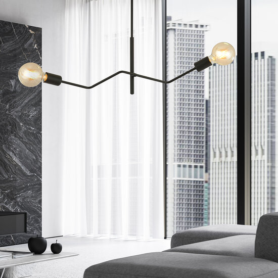 Lampe suspendue Vejle entièrement noire avec 2x E27