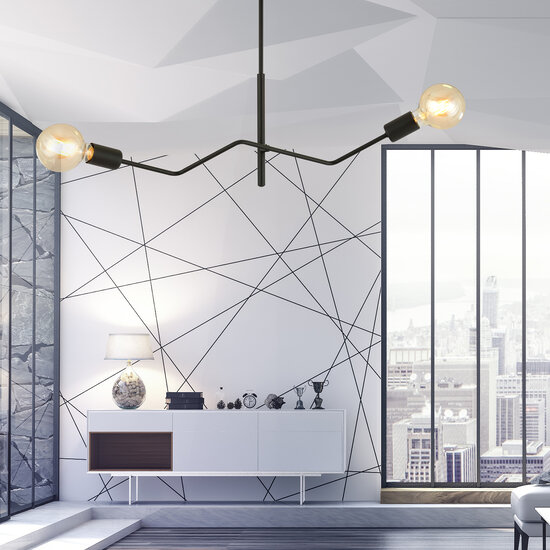 Lampe suspendue Vejle entièrement noire avec 2x E27