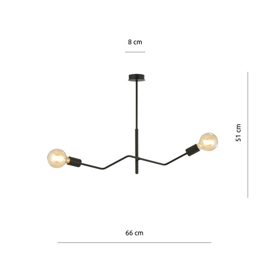 Vejle completely black hanging lamp with 2x E27