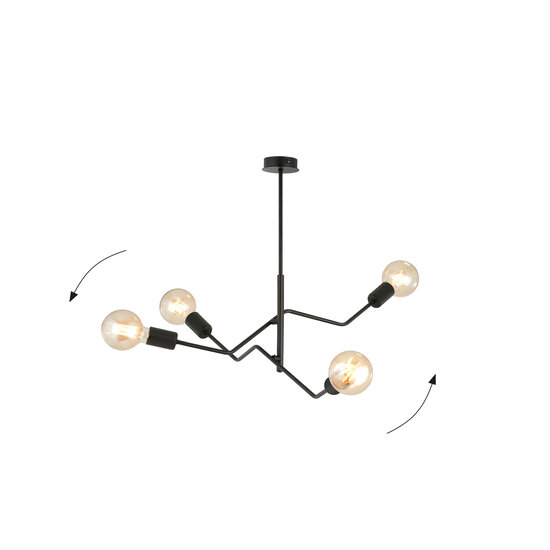 Vejle 4 lamp hanging lamp black 4x E27